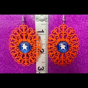 Orange Oval Hearts Houston Astros Earrings